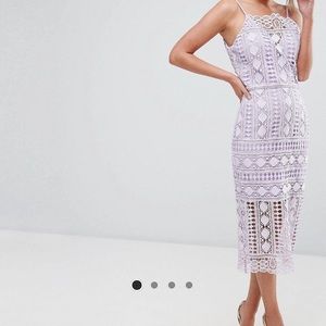 Chi Chi London High Neck Lace Midi Dress w/ V back